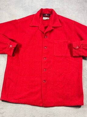 Vintage 50’s 60’s St. Mary’s Wool CPO Shirt Jacket Red G Fox Loop Collar Medium